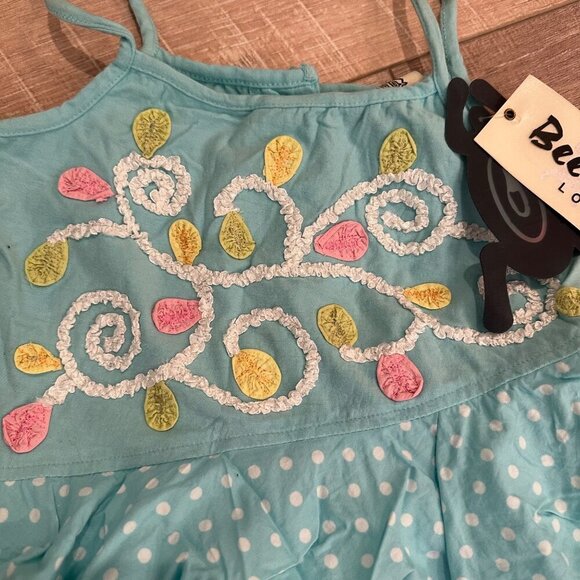 BEETLEJUICE LONDON GIRLS RUFFLE AQUA TIERED POLKA DOT TANK SHIRT SIZE - Picture 2 of 6
